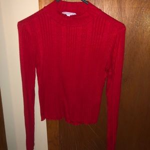 fitted red long sleeve top